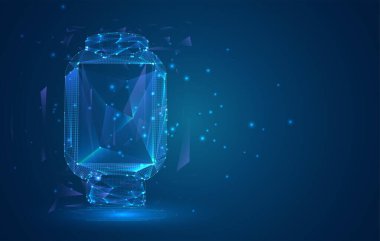 Mavi arkaplandaki çokgenlerden 3d vektör akıllı izleme