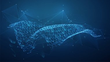 Altıgenli soyut vektör arkaplanı. Sanal dünyanın manzarası. 3B tasarım