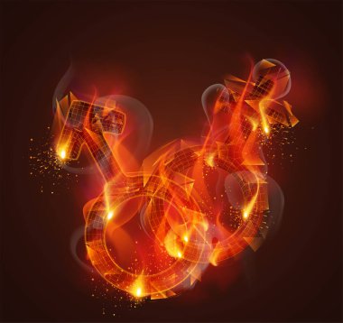 vektör ateş sembolü. Parlak yanma. koyu bir arkaplanda.