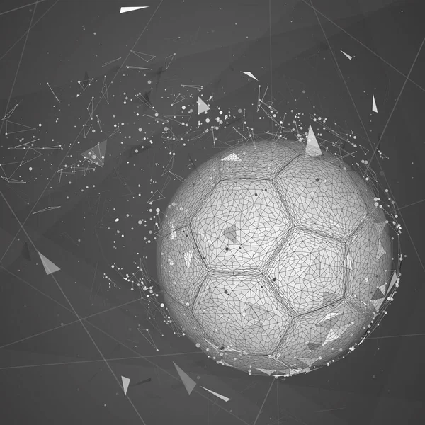足球具有现代抽象的风格 破碎和飞行撞毁了背景 矢量设计 足球概念 — 图库矢量图片