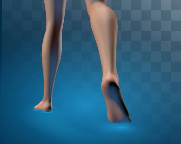 Vektor Weibliche Beine Selbstbewusster Schritt Isoliert Auf Blauem Hintergrund Mit — Stockvektor