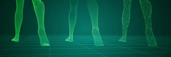 矢量3D雌性腿集合 有信心的步长在蓝色背景上孤立 — 图库矢量图片