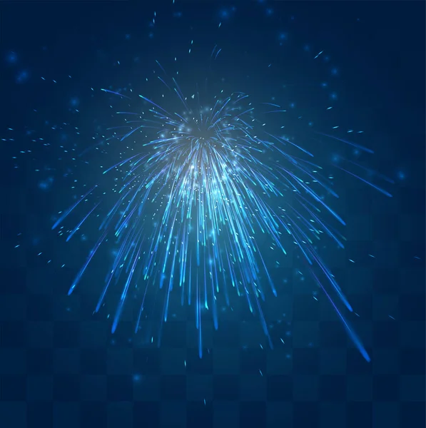 Vectorblauw Vuurwerk Explosie Een Donkerblauwe Achtergrond Met Mozaïek Gemakkelijk Aan — Stockvector