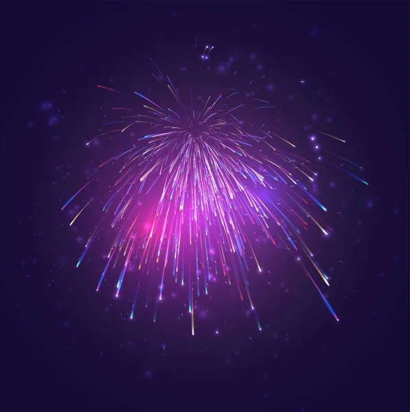 Multicolored Vector Fireworks Explosion Joy Sky — Stock Vector