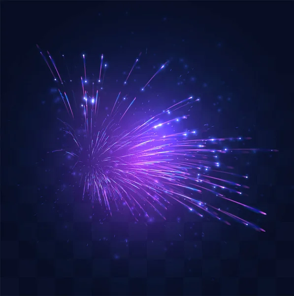 Neon Violettes Vektorfeuerwerk Auf Austauschbarem Mosaikhintergrund Urlaubskonzept — Stockvektor