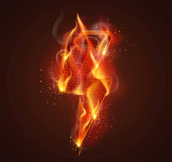 Vector Symbol Fire Smoke Sparks Dark Red Background — Stock Vector