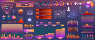 Tasarım ve uygulama aygıtları için vektör hud büyük elementler kümesi