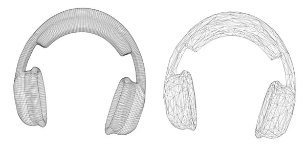 白い背景に隔離された3Dヘッドフォン ベクトル音楽のデザイン — ストックベクタ