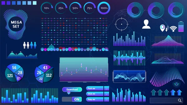 Blue Violet Vector Hud Set Trend Colors Design Device Applications — Stock Vector