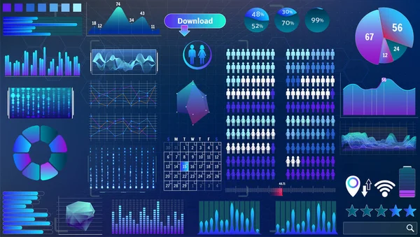 Hud Vecteur Bleu Violet Dans Des Couleurs Tendance Pour Conception — Image vectorielle