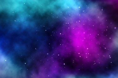 Yıldızlarla, galaksilerle, nebulalarla dolu sonsuz bir uzayın vektör arkaplanı.