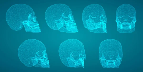 Ensemble Vectoriel Crânes Humains Avec Des Polygones Carrés Triangulaires — Image vectorielle