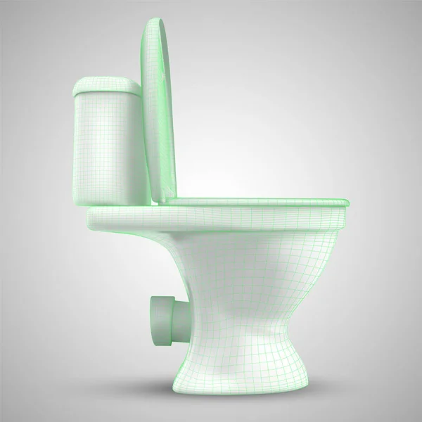 3Dベクトルの白いトイレとシスタン 広告配管の設計のための準備要素 — ストックベクタ