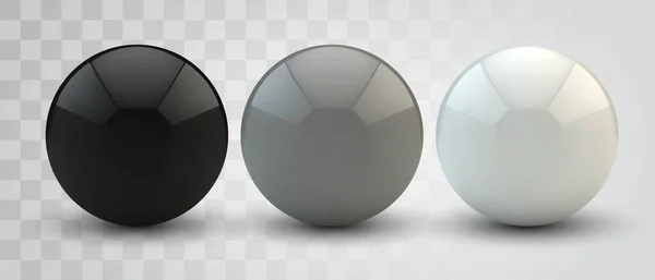 Ensemble Sphères Boules Vectorielles Sur Fond Blanc Avec Une Ombre — Image vectorielle