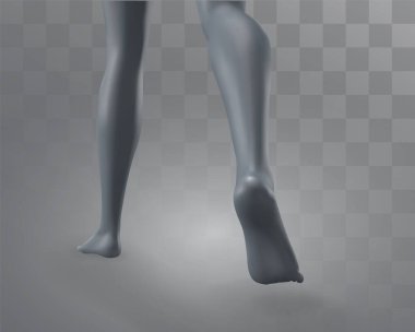 3d vektör kadın bacakları hazır, gri arka planda izole edilmiş güvenli adım