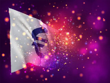 Pembe arkaplandaki 3d vektör bayrağına avro para birimi