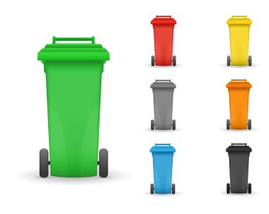 Atık ayıklamak için çöp konteynerleri. Vektör görüntüsü. Çevre bakımını kavrayın