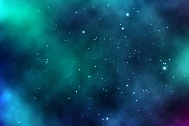 Yıldızlarla, galaksilerle, nebulalarla dolu sonsuz bir uzayın vektör arkaplanı.