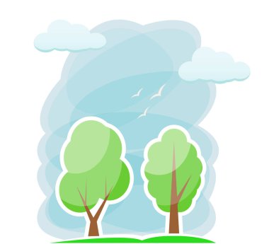 Gökyüzüne karşı yaz ağaçları. basit vektör çizimi