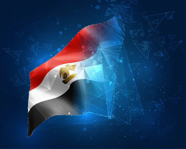 Egypten Vektor Flagga Virtuell Abstrakt Objekt Från Triangulära Polygoner Blå — Stock vektor