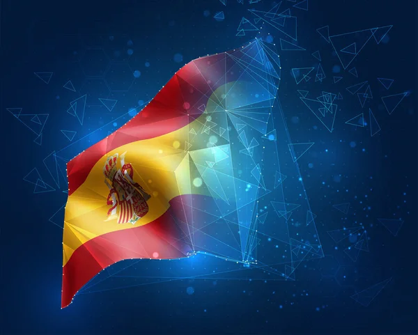 Испания Векторный Флаг Виртуальный Абстрактный Объект Треугольных Многоугольников Синем Фоне — стоковый вектор