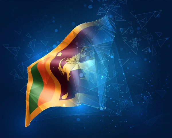 斯里兰卡 矢量旗 来自蓝色背景三角形多边形的虚拟抽象3D物体 — 图库矢量图片