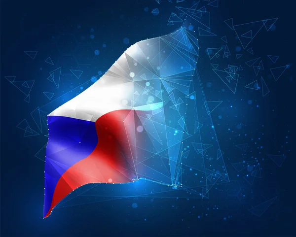 República Checa Bandera Vectorial Objeto Abstracto Virtual Polígonos Triangulares Sobre — Archivo Imágenes Vectoriales