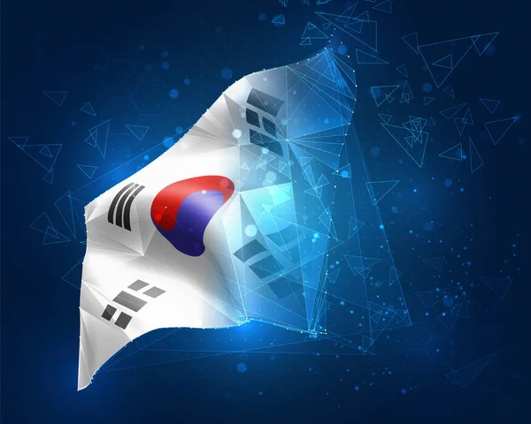 Corea Bandera Vectorial Objeto Abstracto Virtual Polígonos Triangulares Sobre Fondo — Vector de stock