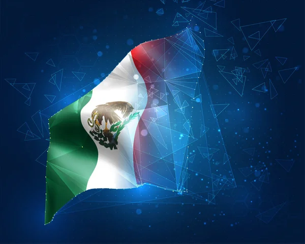 Μεξικό Διανυσματική Σημαία Εικονική Αφηρημένη Αντικείμενο Από Τριγωνικά Πολύγωνα Μπλε — Διανυσματικό Αρχείο
