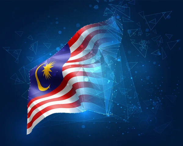 Malaysia Bendera Vektor Objek Abstrak Virtual Dari Poligon Segitiga Dengan - Stok Vektor