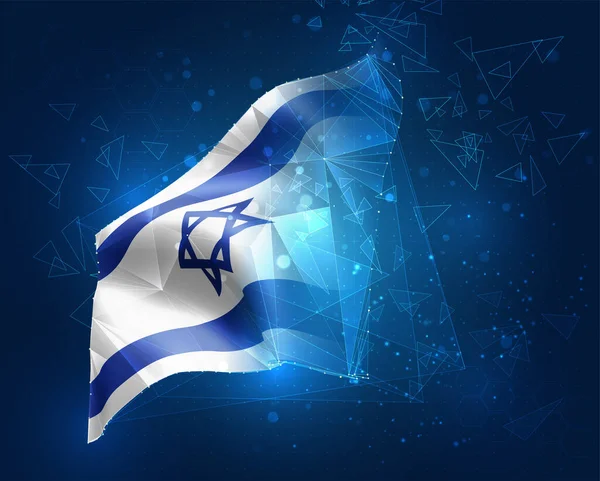 Israel Bandeira Vetorial Abstrato Virtual Objeto Polígonos Triangulares Fundo Azul — Vetor de Stock