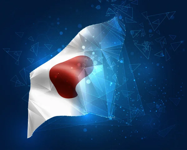 Japón Bandera Vectorial Objeto Abstracto Virtual Polígonos Triangulares Sobre Fondo — Vector de stock