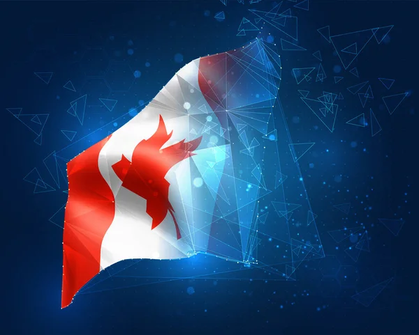 Canada Vector Flag Virtual Abstract Object Triangular Polygons Blue Background — Vector de stock