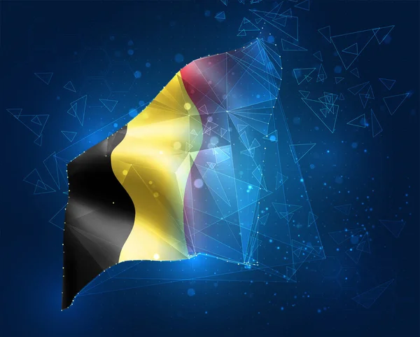 Βέλγιο Vector Flag Εικονική Αφηρημένη Αντικείμενο Από Τριγωνικά Πολύγωνα Μπλε — Διανυσματικό Αρχείο