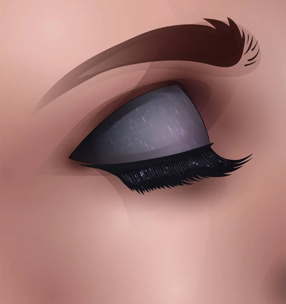 Vektor Kvinnligt Öga Med Makeup Realistisk Mode Illustration — Stock vektor