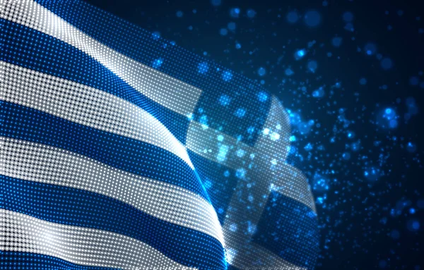 Вектор Яскраво Світить Прапор Країни Абстрактними Крапками Греція — стоковий вектор