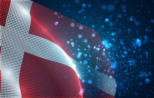 Vektor Fényes Izzó Ország Zászló Elvont Pontok Dánia — Stock Vector