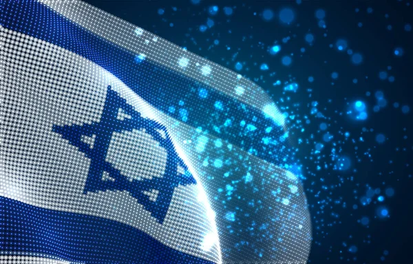 Vetor Brilhante Brilhante Bandeira País Pontos Abstratos Israel — Vetor de Stock