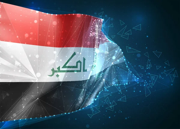 Irak Drapeau Vectoriel Objet Abstrait Virtuel Polygones Triangulaires Sur Fond — Image vectorielle