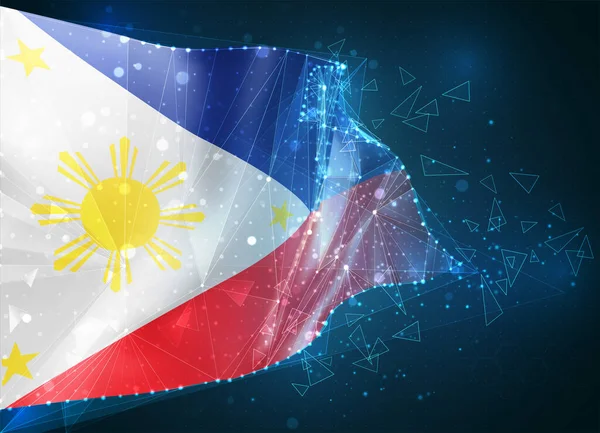 Filipinas Bandera Vectorial Objeto Abstracto Virtual Polígonos Triangulares Sobre Fondo — Vector de stock