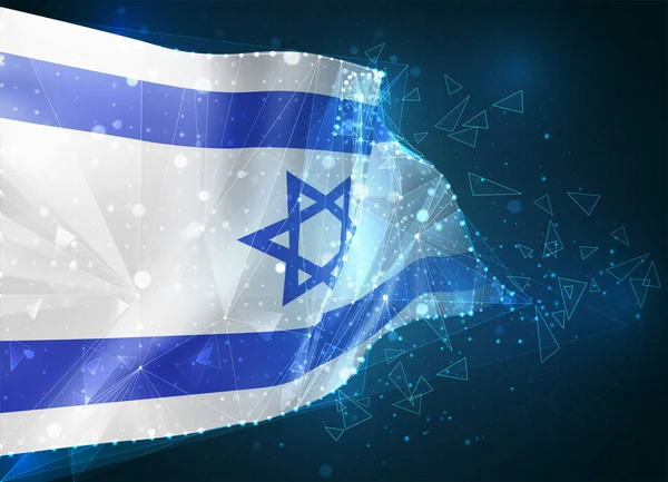 Israël Vectorvlag Virtueel Abstract Object Van Driehoekige Polygonen Een Blauwe — Stockvector
