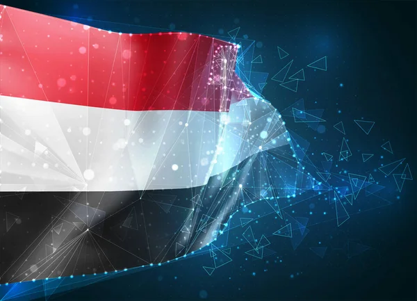 Jemen Vektor Flagga Virtuell Abstrakt Objekt Från Triangulära Polygoner Blå — Stock vektor