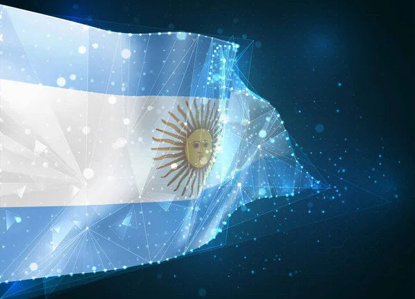 Argentina Bandera Vectorial Objeto Abstracto Virtual Polígonos Triangulares Sobre Fondo — Vector de stock