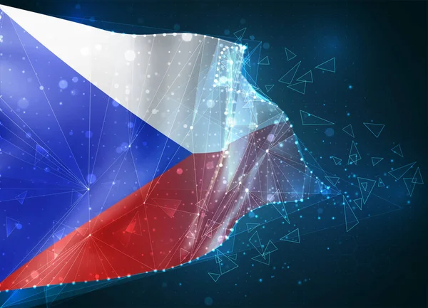 República Checa Bandera Vectorial Objeto Abstracto Virtual Polígonos Triangulares Sobre — Archivo Imágenes Vectoriales