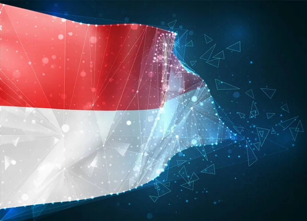 Monako Indonesia Bendera Vektor Objek Abstrak Virtual Dari Poligon Segitiga - Stok Vektor