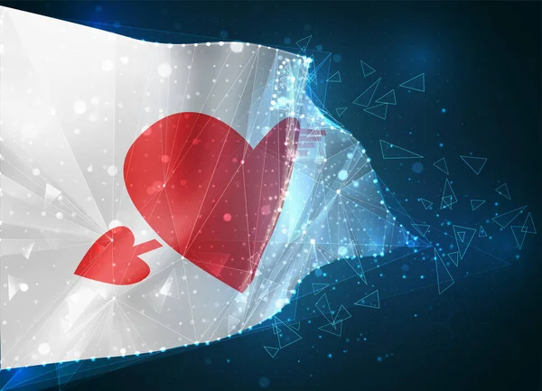 Bandeira Rosa Com Coração Para Dia Dos Namorados Fundo Azul —  Vetores de Stock