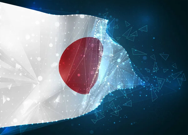 Japonsko Vektorová Vlajka Virtuální Abstraktní Objekt Trojúhelníkových Mnohoúhelníků Modrém Pozadí — Stockový vektor