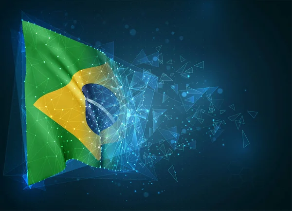 Brasil Bandera Vectorial Objeto Abstracto Virtual Polígonos Triangulares Sobre Fondo — Archivo Imágenes Vectoriales