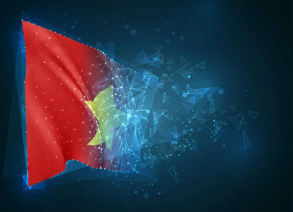 Vietnam Vektorfahne Virtuelles Abstraktes Objekt Aus Dreieckigen Polygonen Auf Blauem — Stockvektor