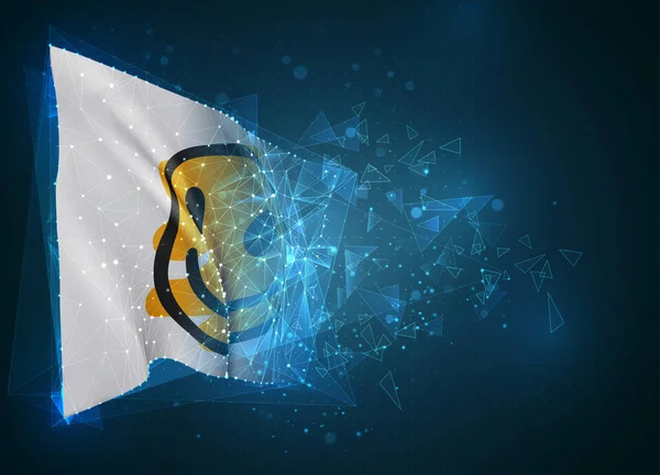 Fröhliches Gelbes Lächeln Vektorfahne Virtuelles Abstraktes Objekt Aus Dreieckigen Polygonen — Stockvektor